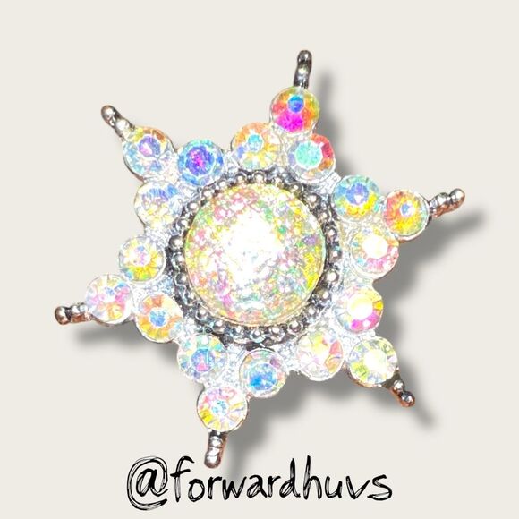 Vintage Sparkling Rhinestone Starburst Pin – Iridescent Center Stone - Picture 6 of 8